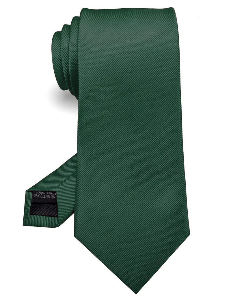 RBOCOTT Silk Dark Green Tie Business Wedding Formal Necktie for Men (Dark Green) - Image 1